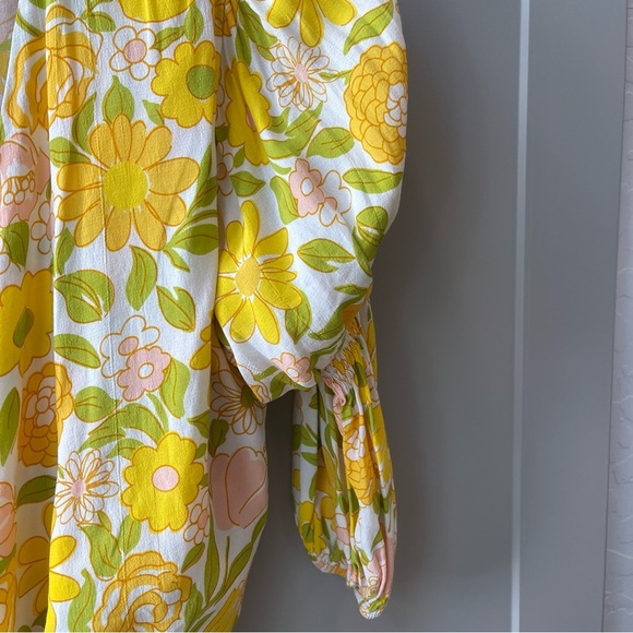 Faithfull the brand yellow floral bisset wrap top jolene cropped boho small - Picture 7 of 9